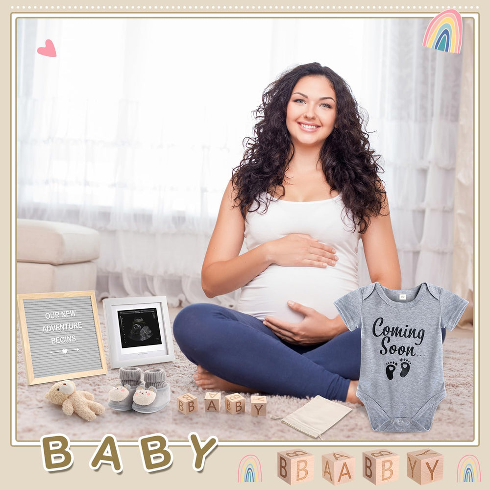Canlierr wood blocks spell custom messages for maternity shoots