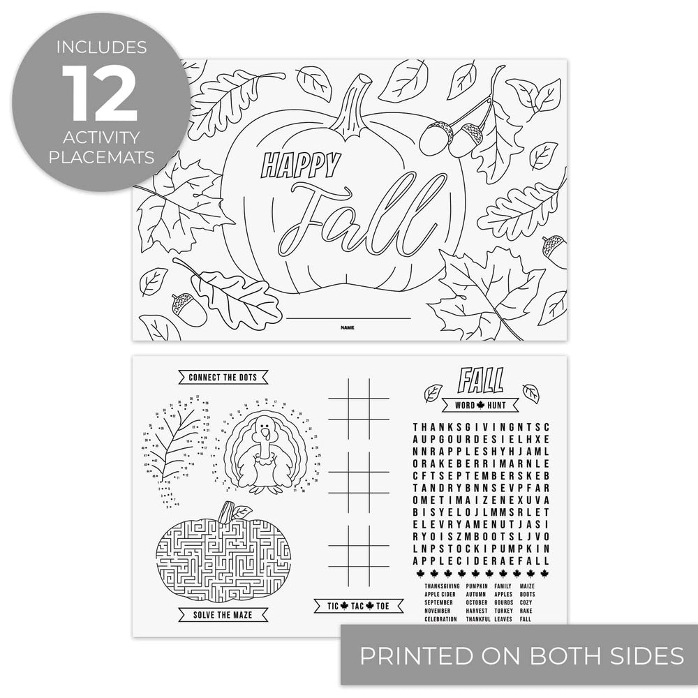 Canopy Street placemats back design showing connect-the-dots and word hunt activities