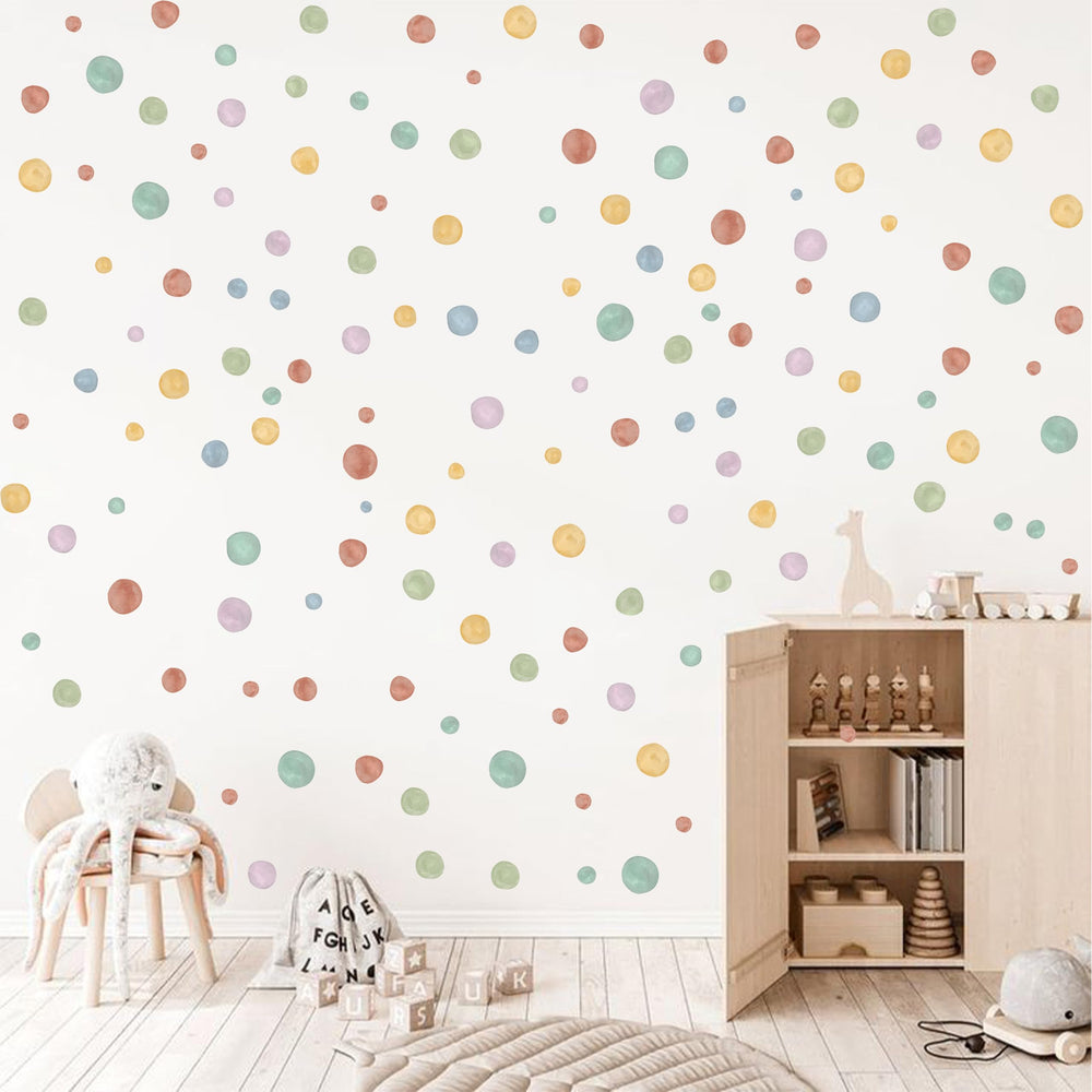 Cantly Colorful Dot Decal eight-sheets kit for vibrant wall accents.
