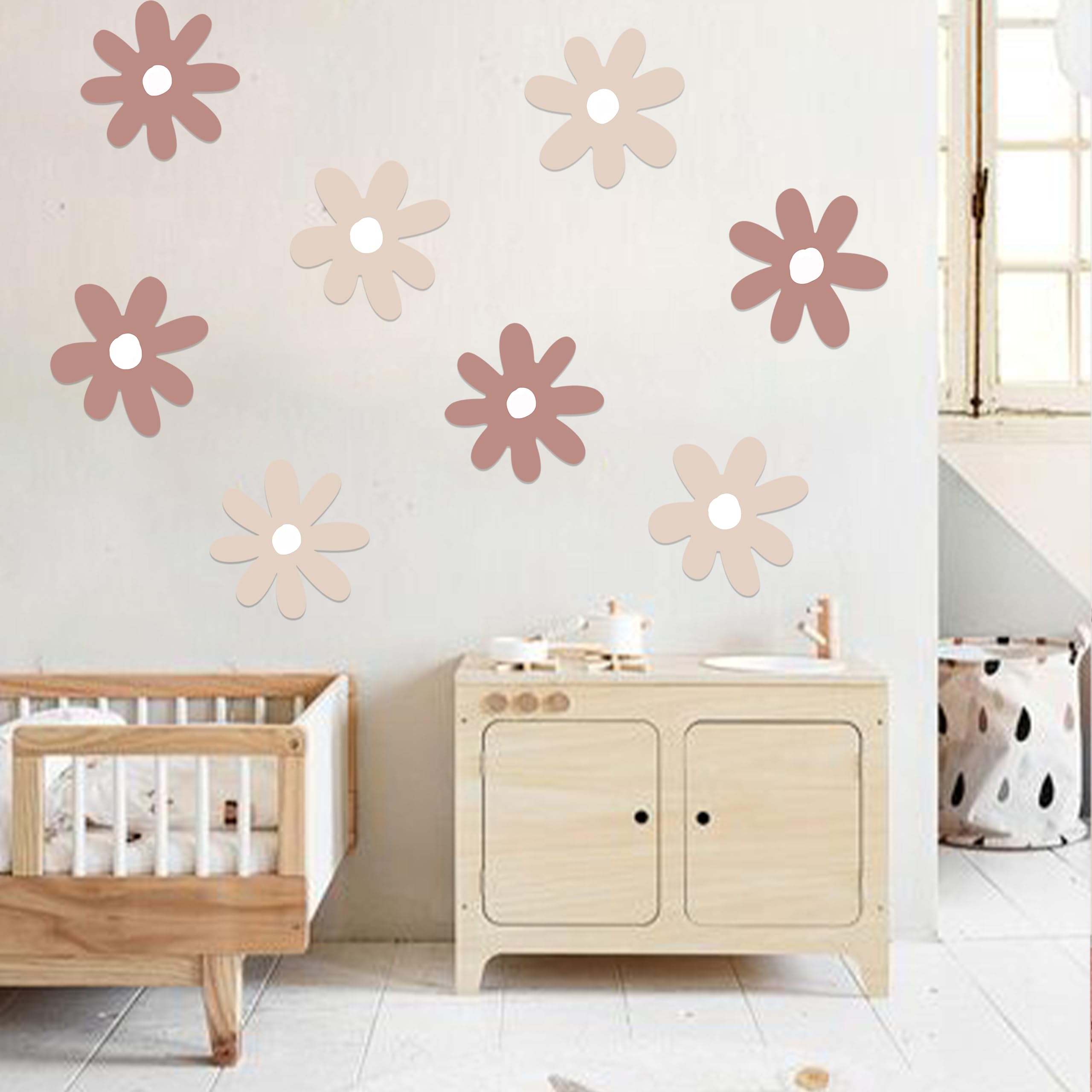 CANTLY Daisy Decal nursery wall art brightens spaces with cheerful florals.