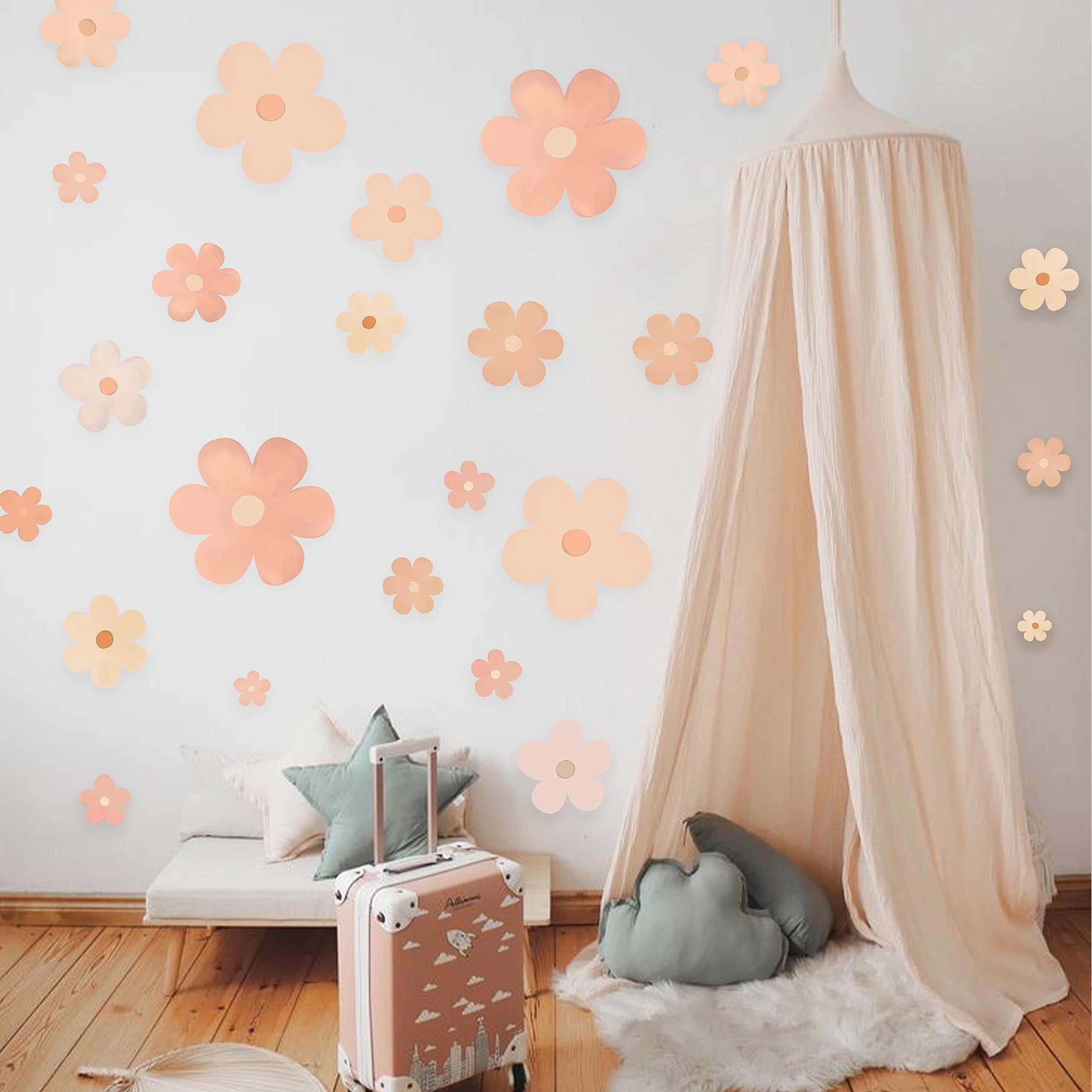 CANTLY flower wall decals showcase bold daisies for creative wall corners.