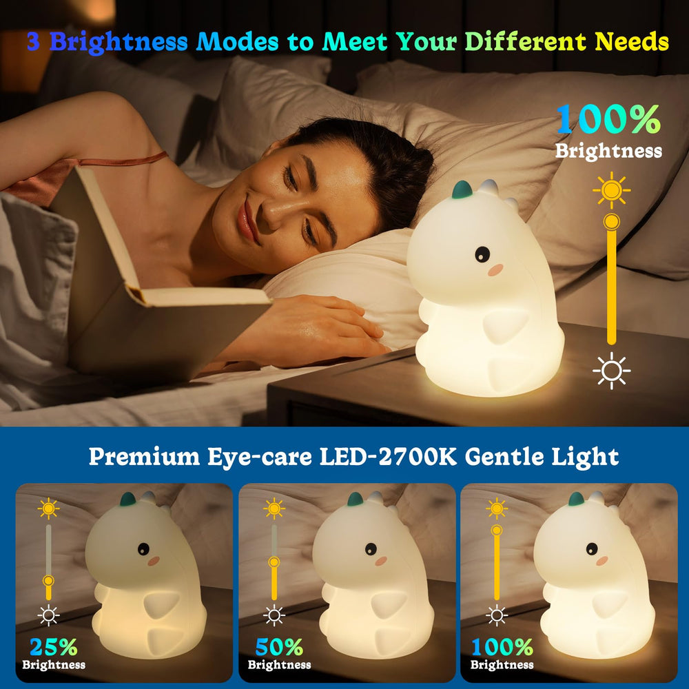 Canvage Dinosaur Night Light rechargeable battery — up to 8 hours of cordless operation.