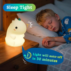 Canvage Dinosaur Night Light tap-brightness demo — easy one-tap brightness control.