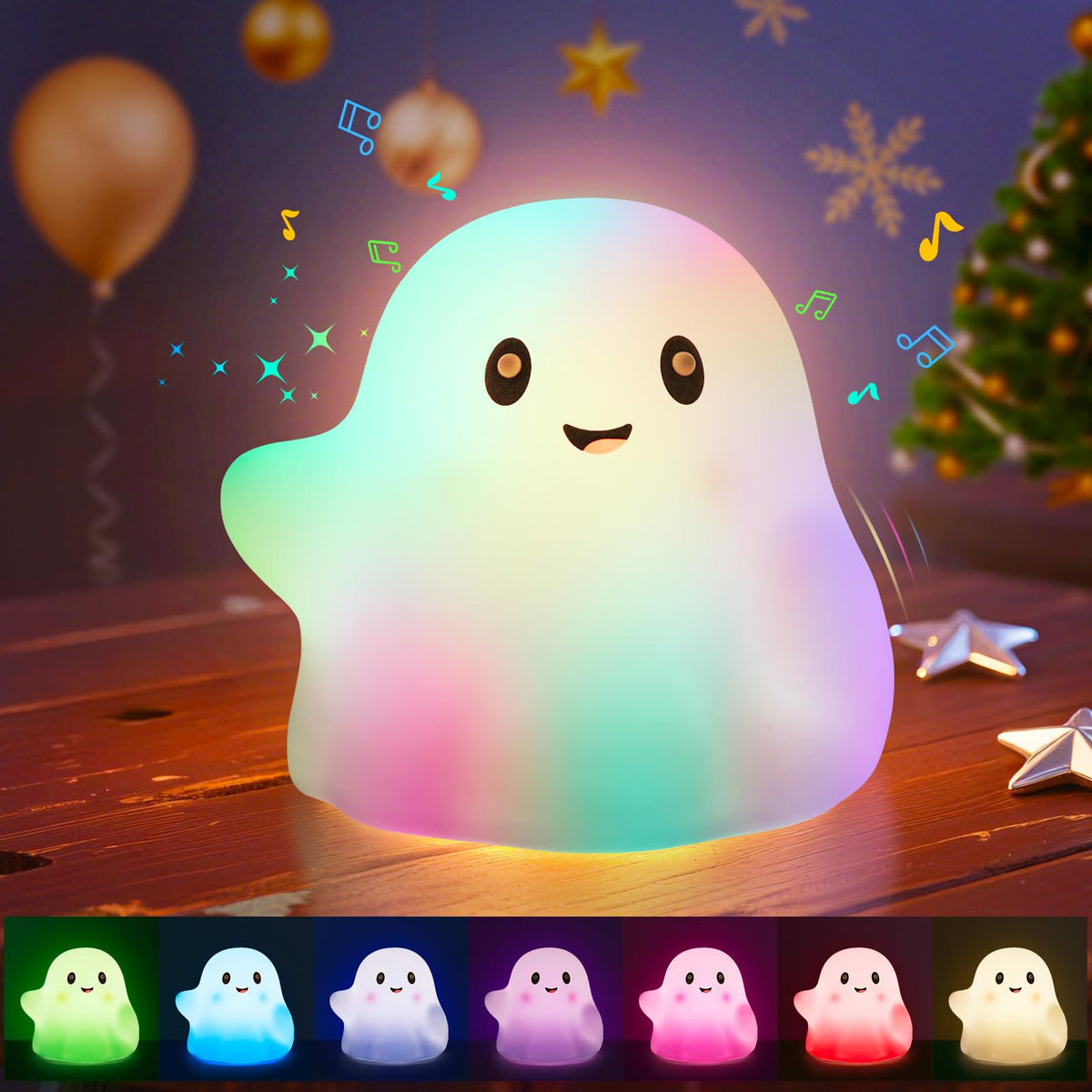 canvage rechargeable Christmas night light ghost glows softly, aiding kids' bedtime routine with a calming ambiance