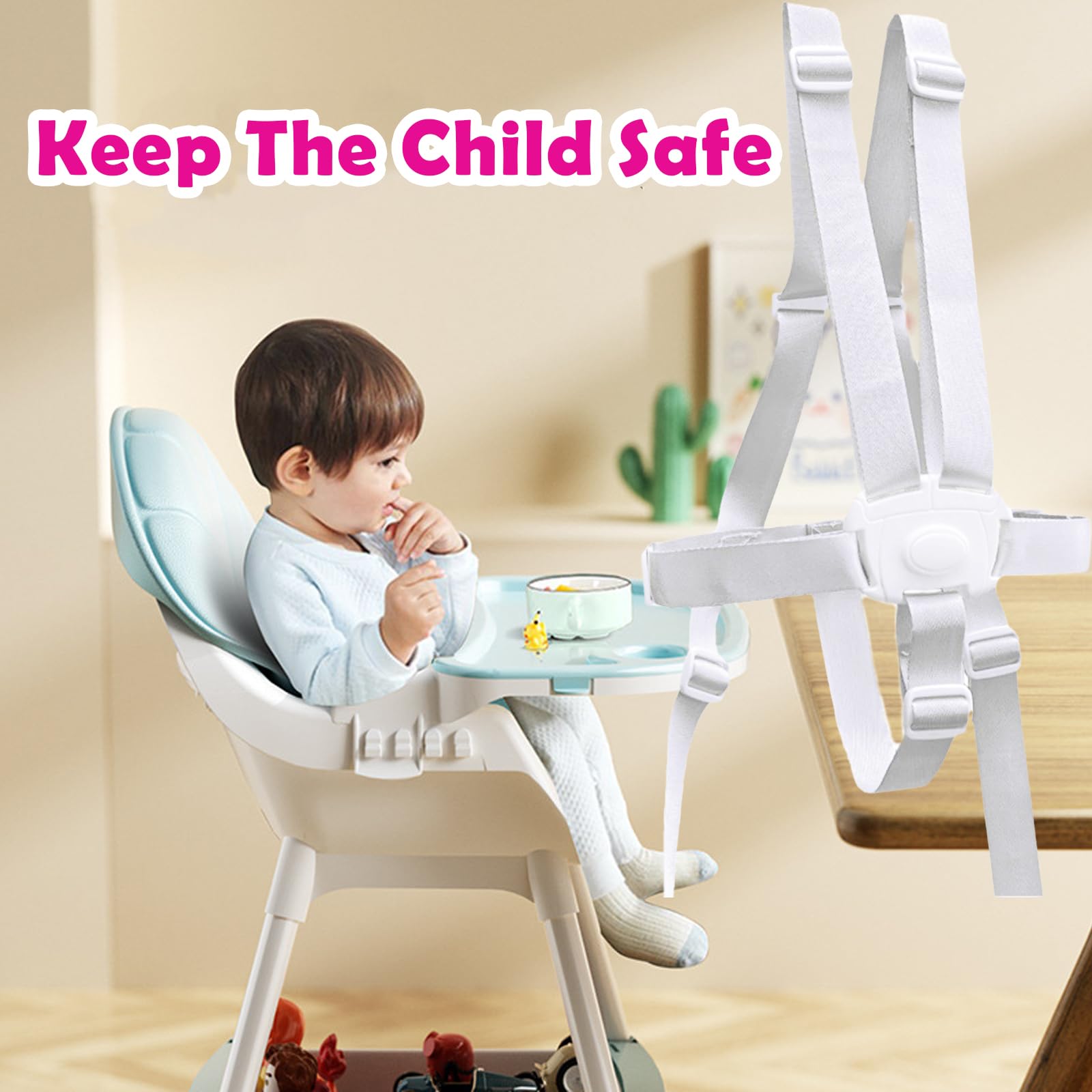 Caoxiong harness installation on high chair demonstrates quick setup and compatibility