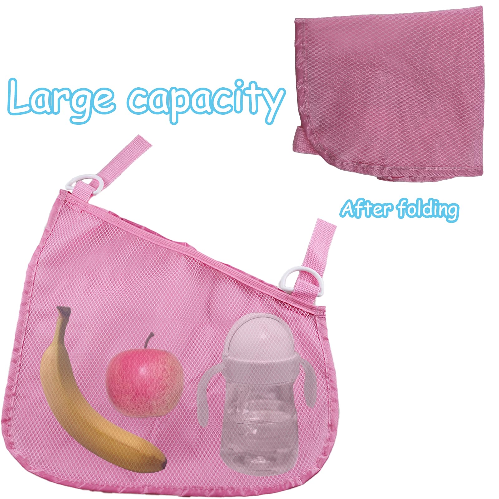Caoxiong pink close-up of mesh net highlighting breathable expandable storage for baby essentials