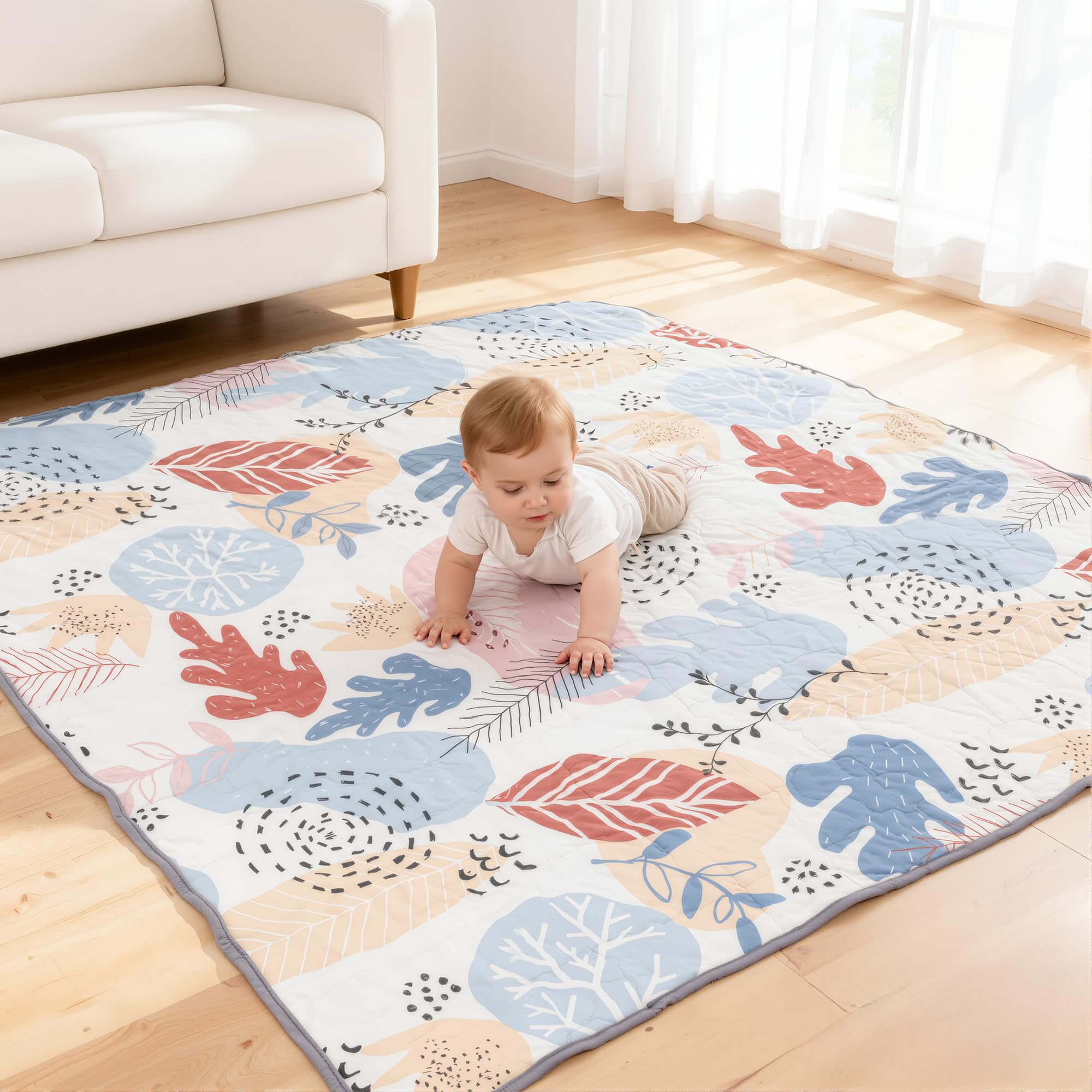 CAPAKIDDO play mat with thick cushioning for comfy tummy time on floors