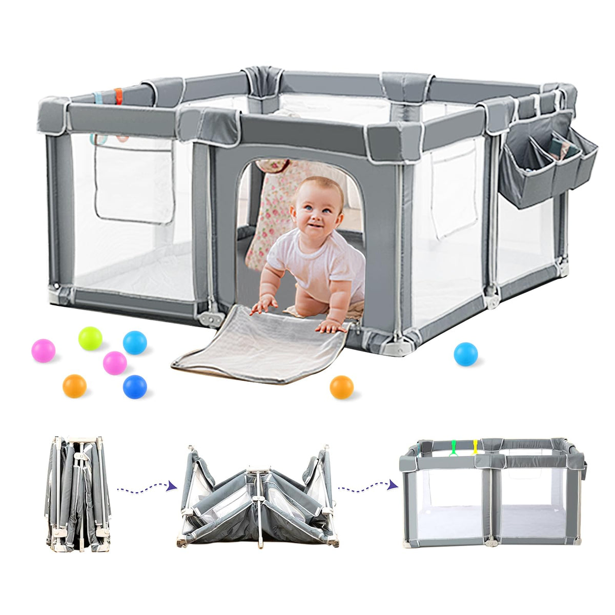 CAPAKIDS foldable playpen setup shows quick tool-free assembly.
