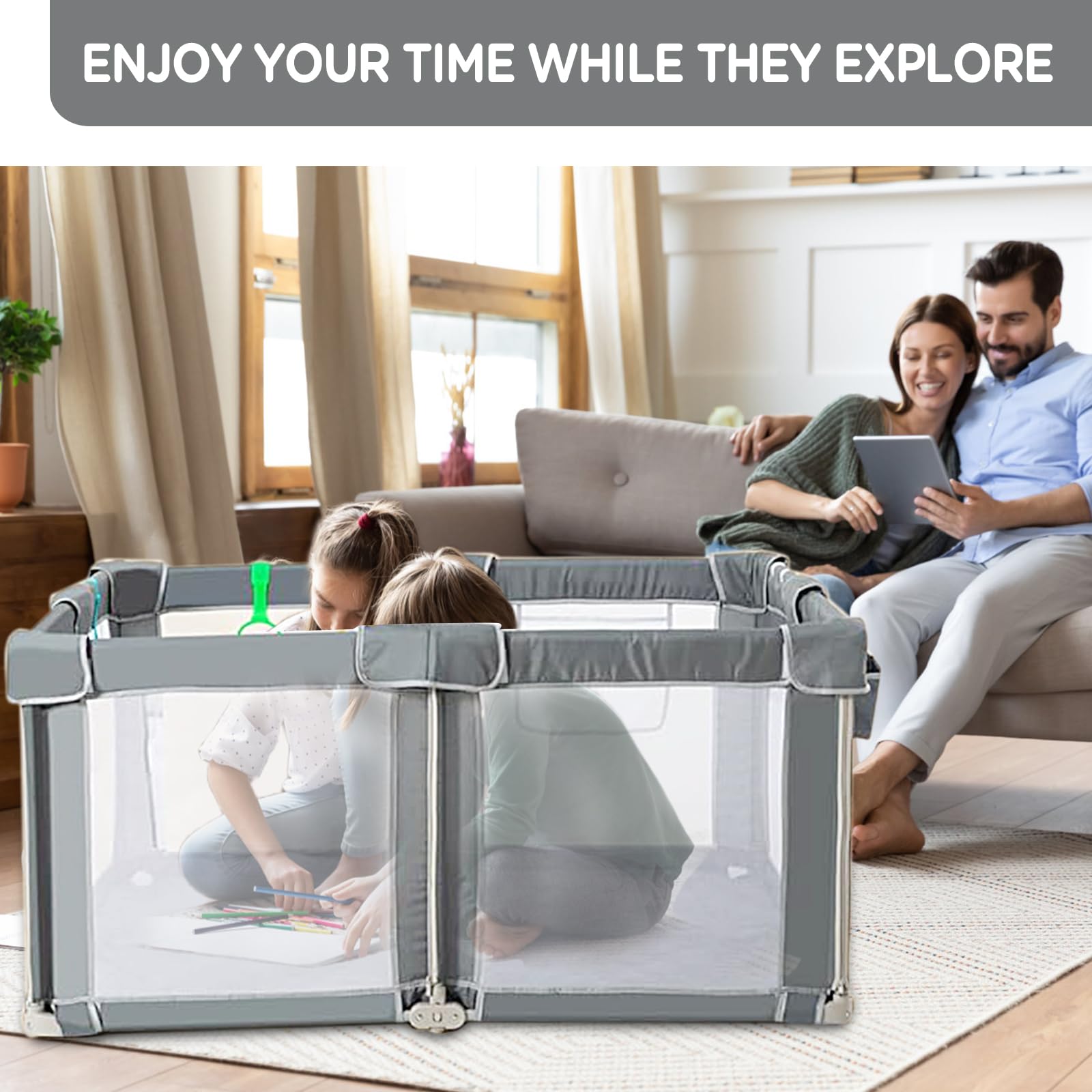 CAPAKIDS breathable mesh walls provide constant supervision and airflow.