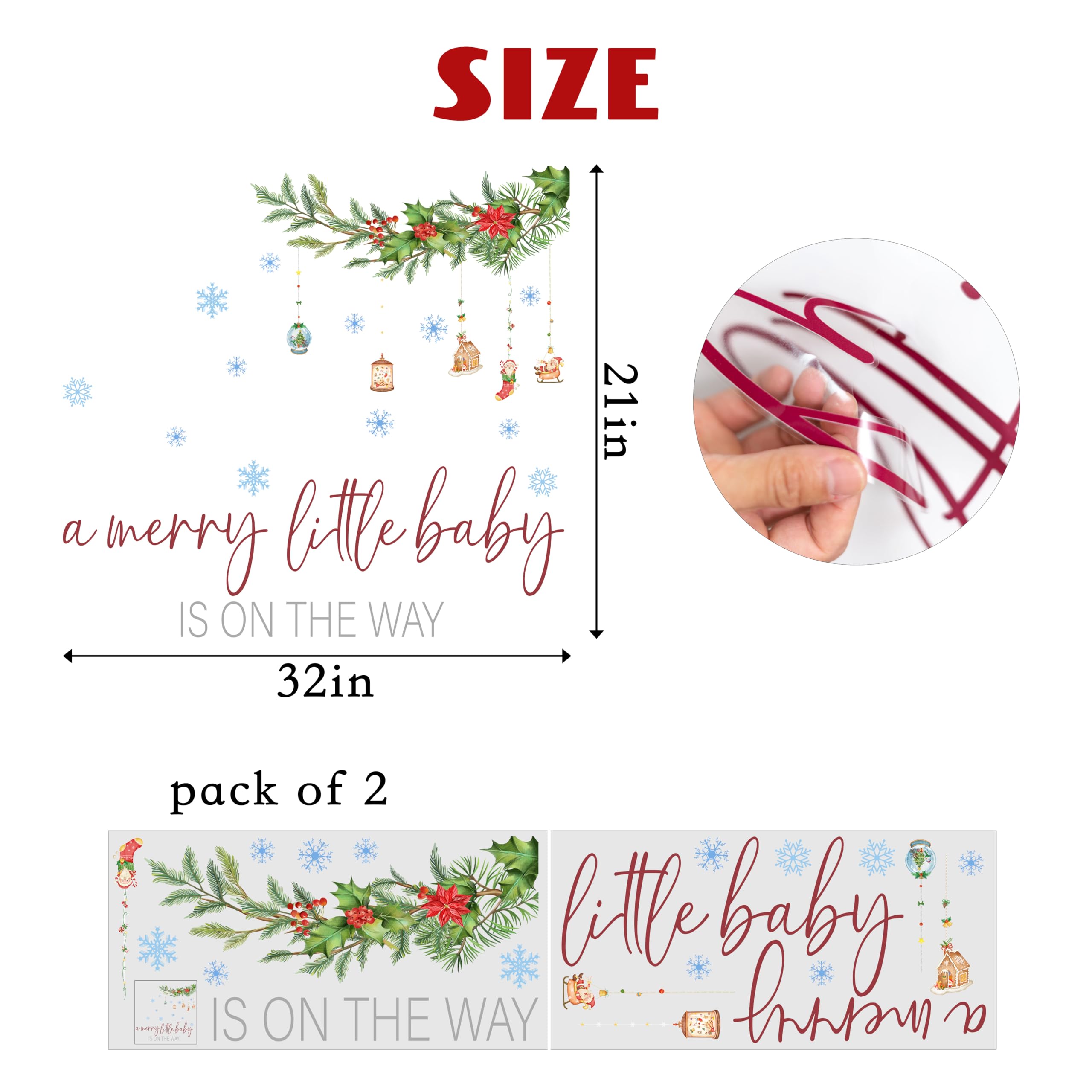 Capiont A Merry Little Baby On The Way decal bells accent creates holiday vibes and photo-worthy moments.