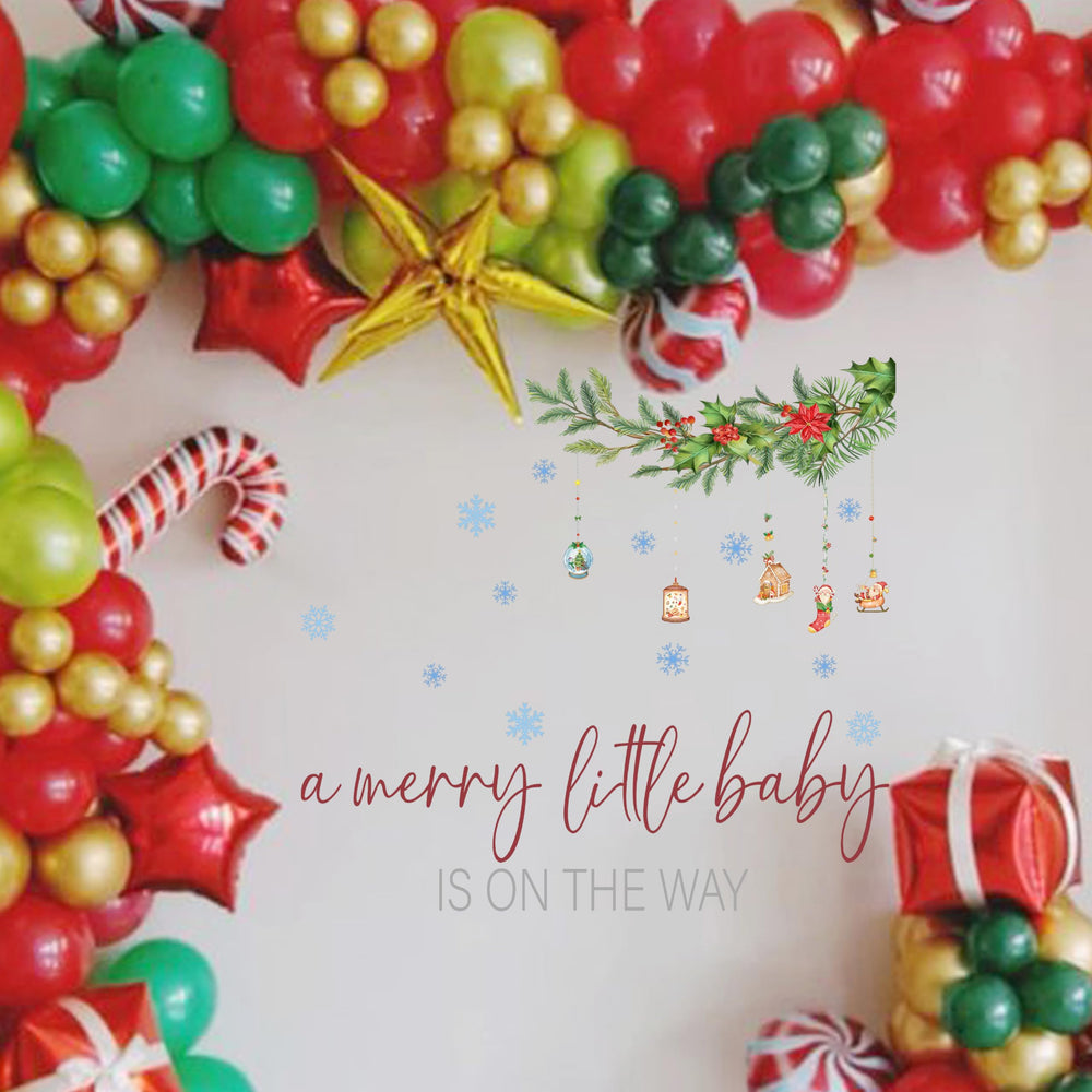 Capiont A Merry Little Baby On The Way decal bright colors brighten party decor.
