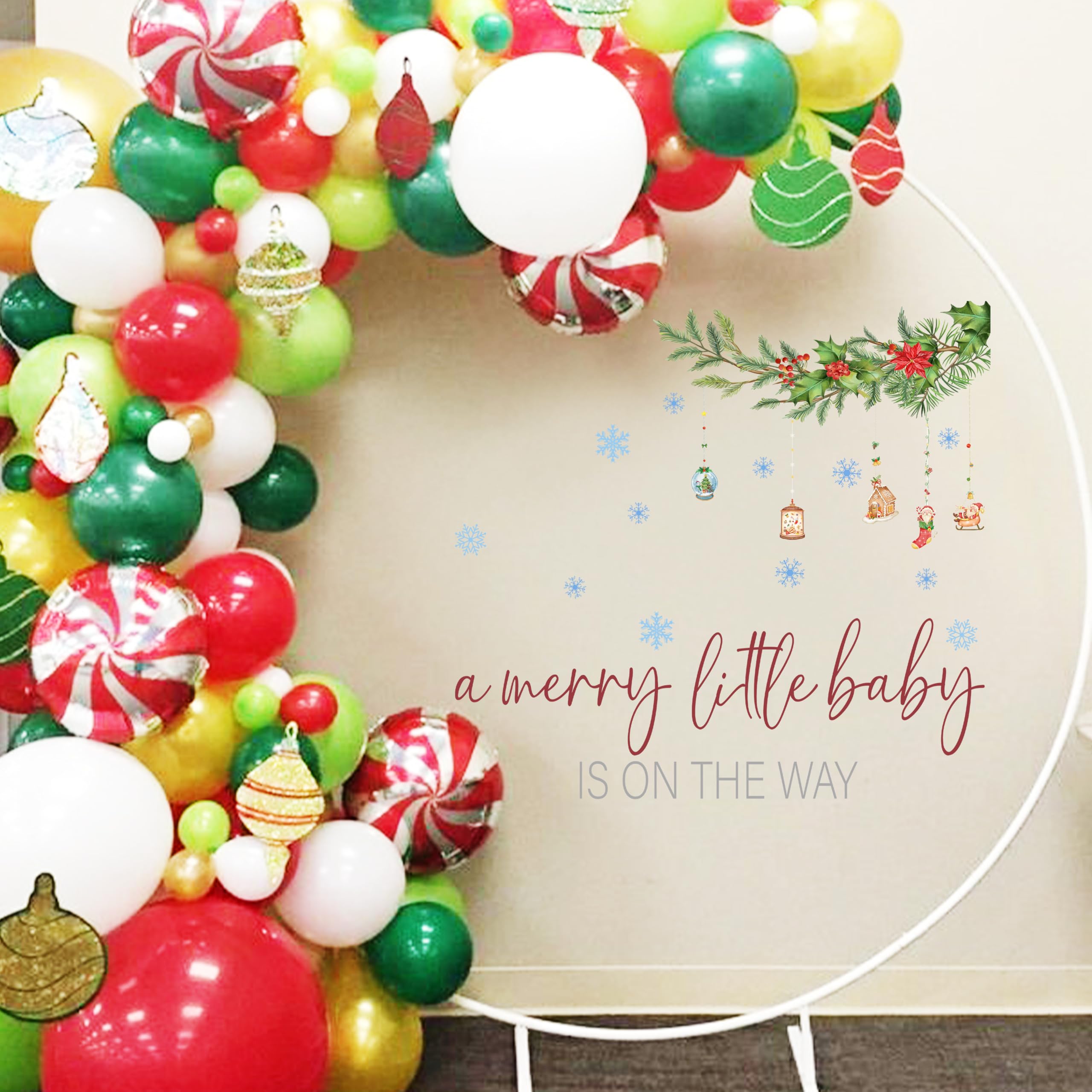 Capiont decals festive-wreaths and bells for holiday-themed baby showers and gender reveal vibes.