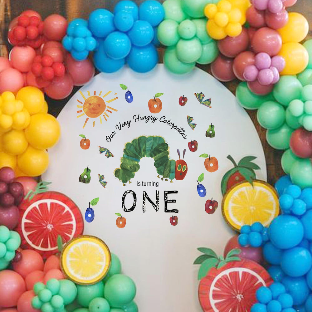 Capiont Caterpillar fruits decal with apples pears and plums for vibrant decor