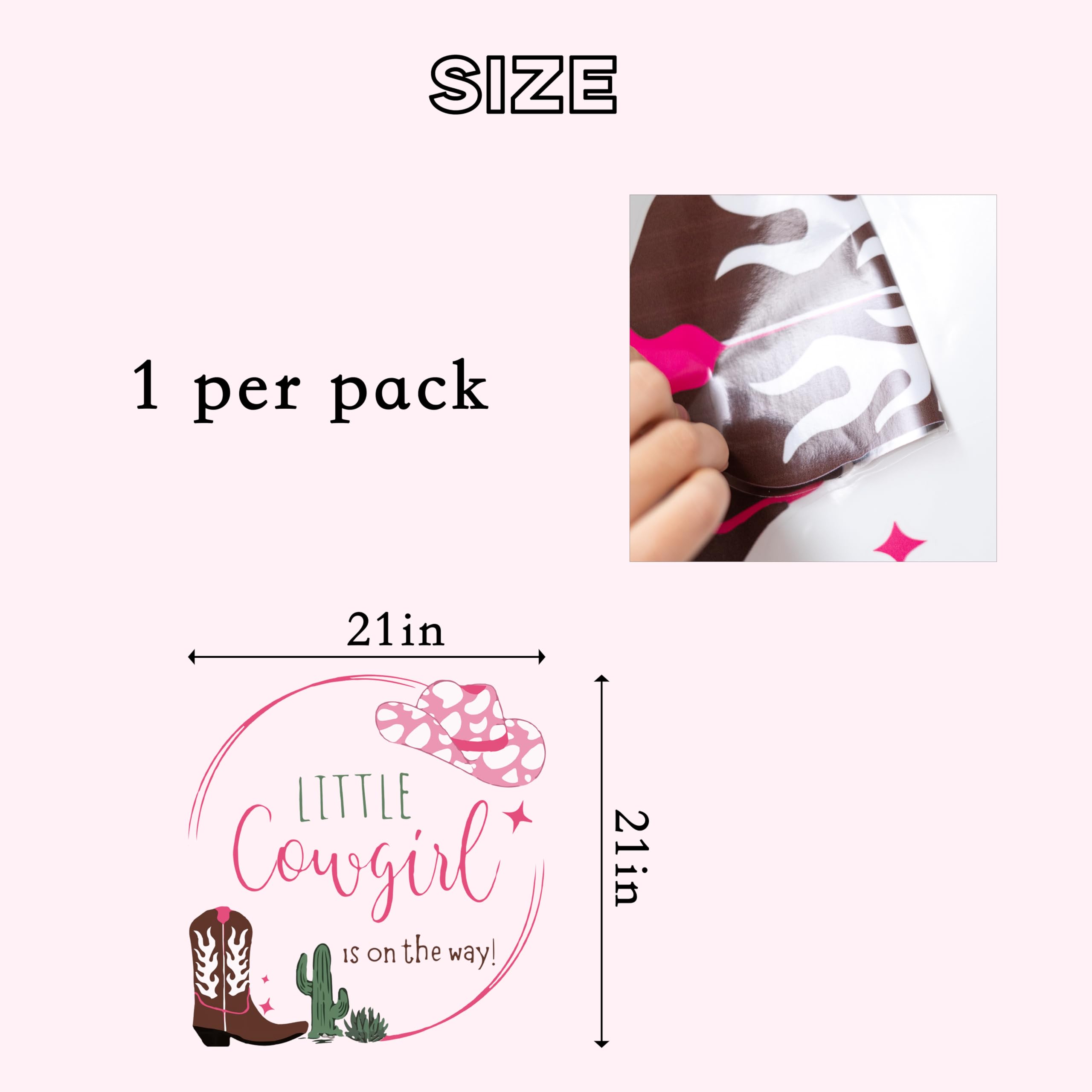 Capiont Cowgirl baby shower decal in pink elevates nursery styling.