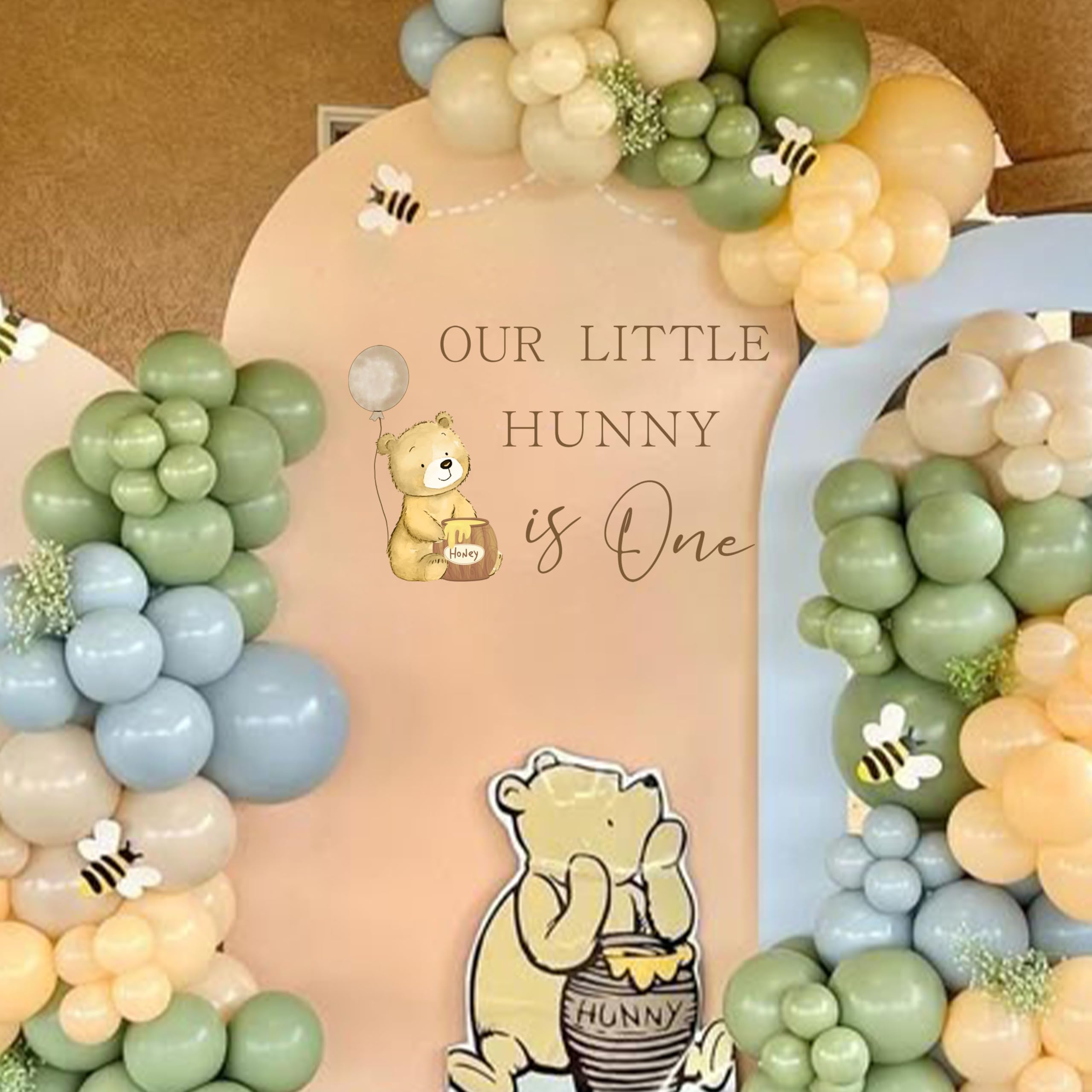 Capiont Our Little Hunny decal with bear and honey pot ideal photo backdrop for party photos