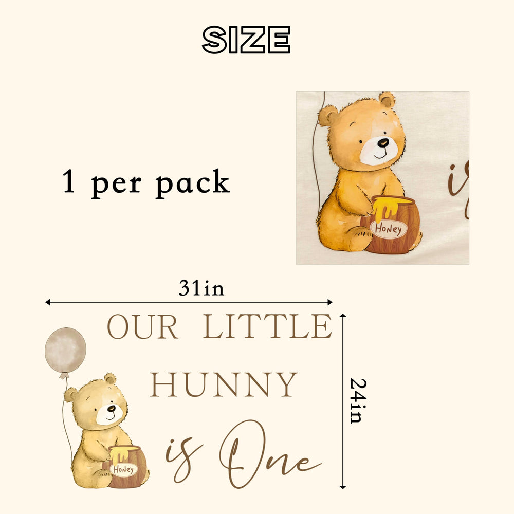 Capiont Our Little Hunny decal features Our Little Hunny is One text as centerpiece for decor