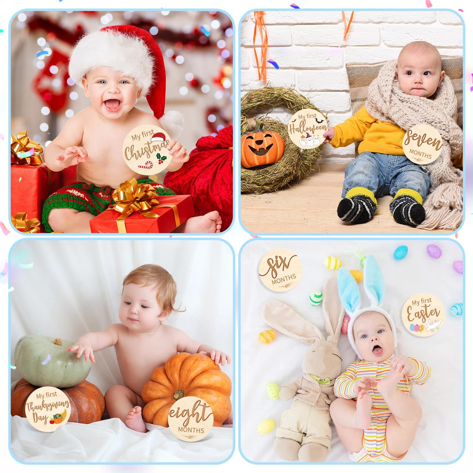 Capoda Halloween milestone card in wood, seasonal portrait prop for babies