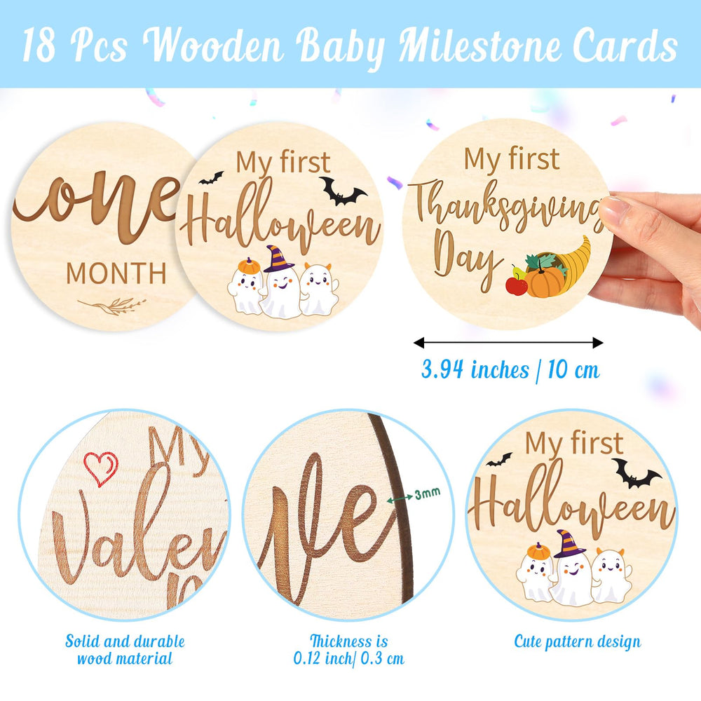 Capoda milestone card 12 month wooden disc for yearly growth keepsake albums