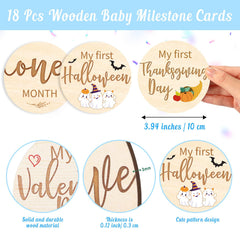 Capoda milestone card 12 month wooden disc for yearly growth keepsake albums