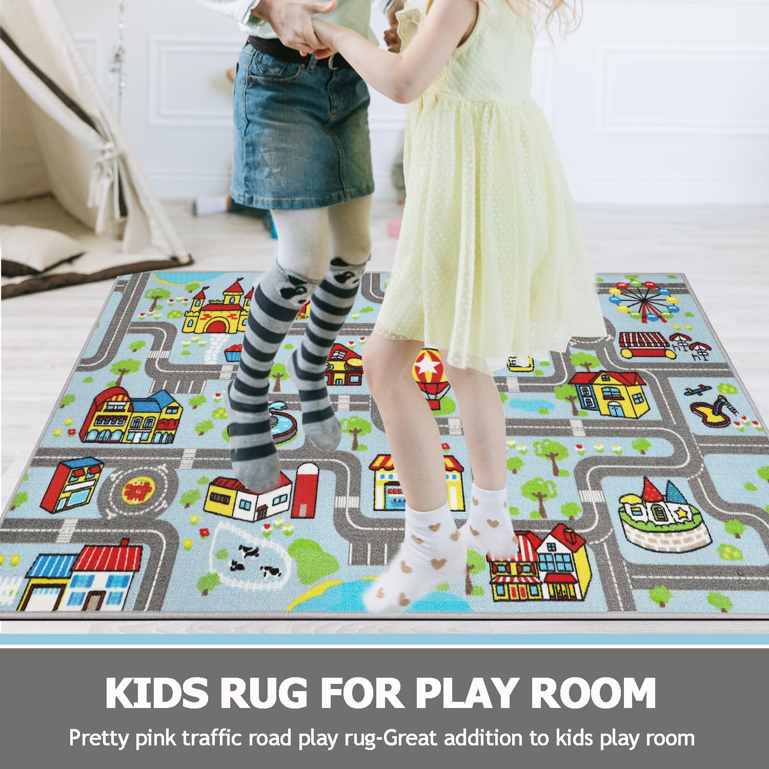 Capslpad kid rug machine-washable design makes cleanup quick after playtime.
