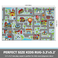 Capslpad kid rug castle ferris wheel pattern sparks imaginative play and storytelling.