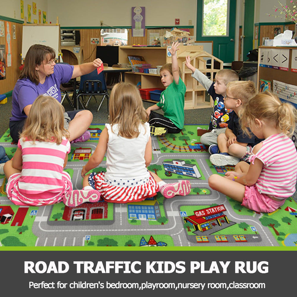 Capslpad Kids Rug city-landmarks-pattern guides exploration of maps during play