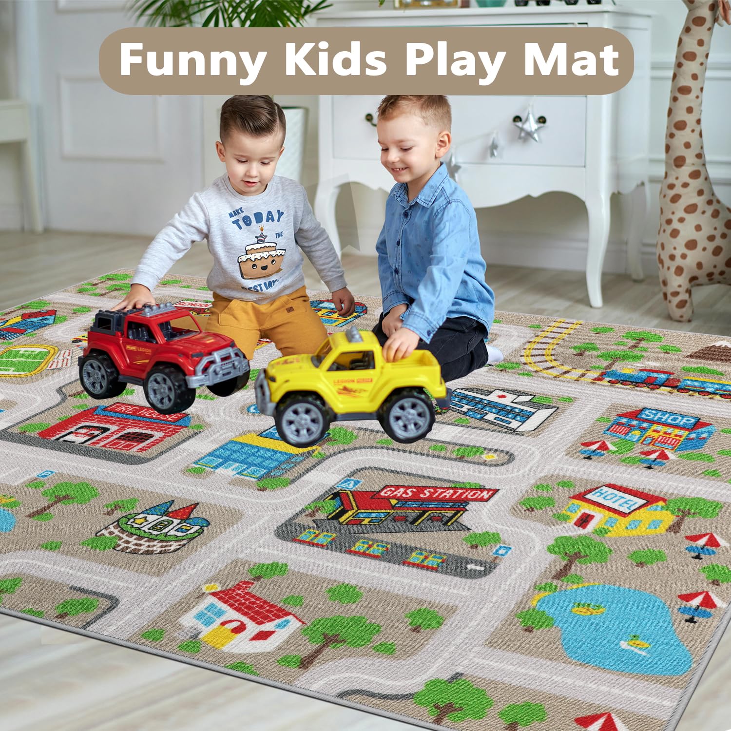 Capslpad Kids Rug machine-washable makes cleanup quick after busy play sessions.