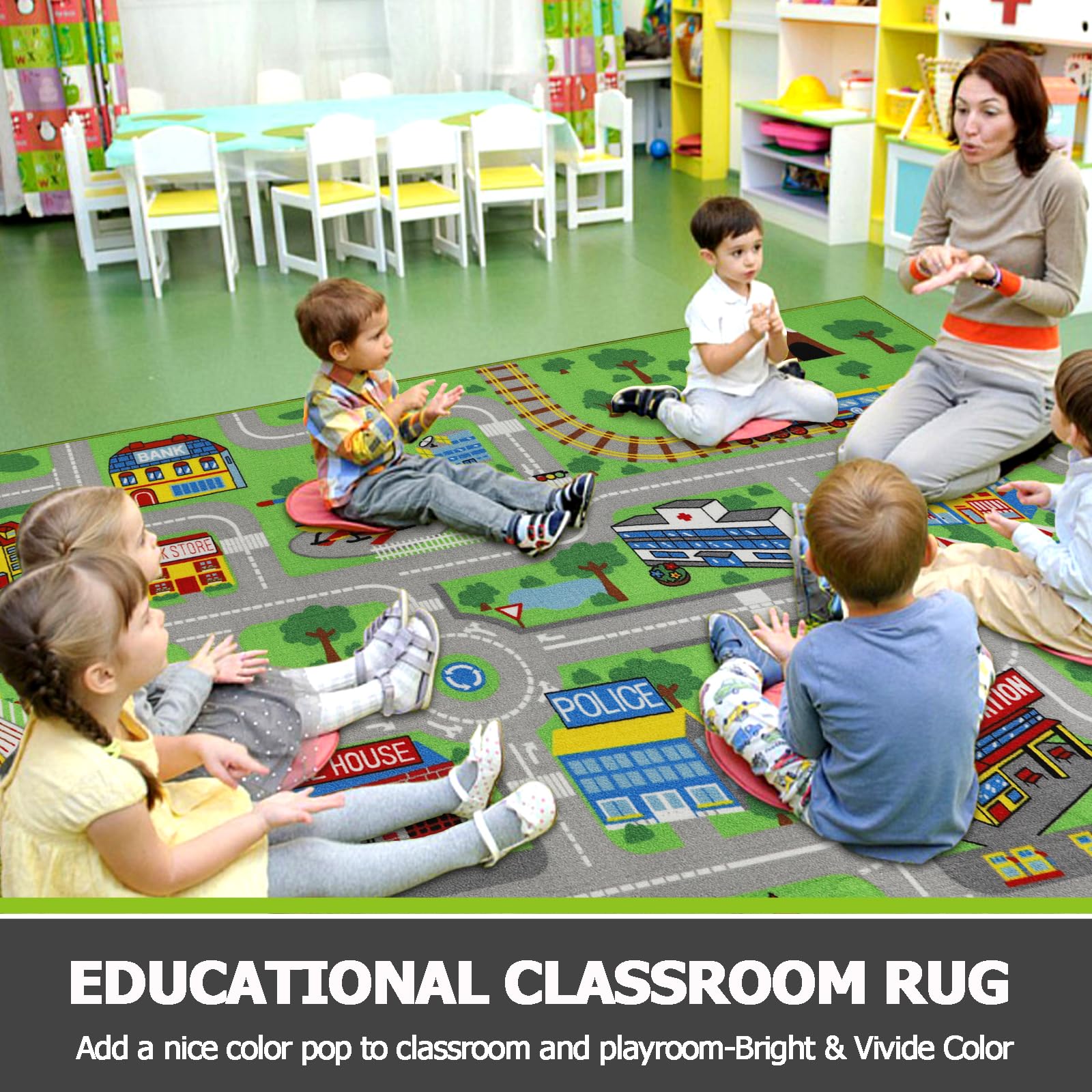 Capslpad Kids Rug non-slip-back-tpr helps keep the rug steady during activities