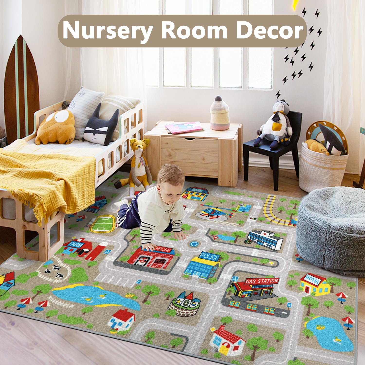 Capslpad Kids Rug non-slip-back keeps the mat steady for safe, active play.