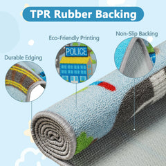 Capslpad rug back non-slip layer keeps kids safe during active play.