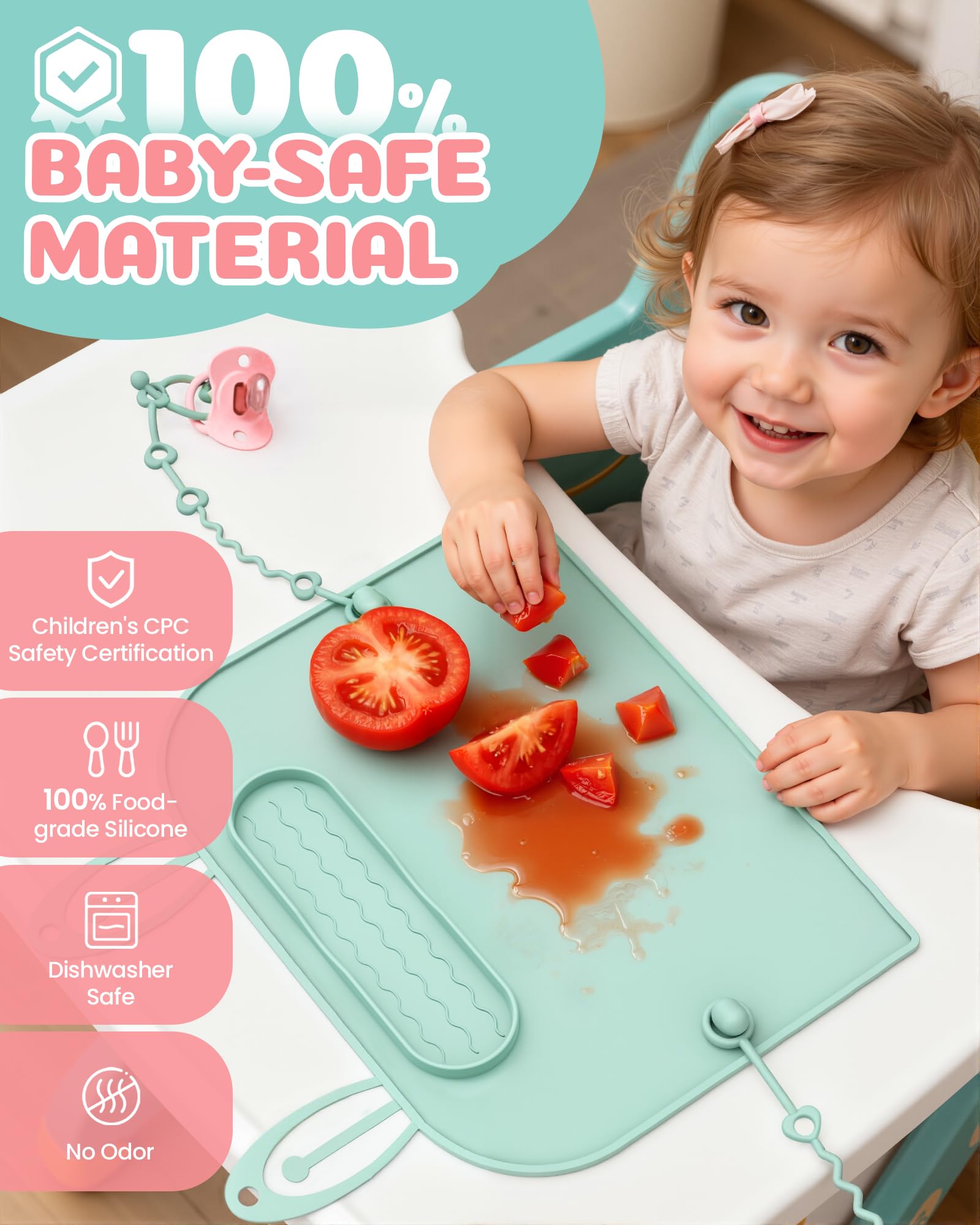 Captainbear 2Pack placemats folded for travel compact mess-free dining