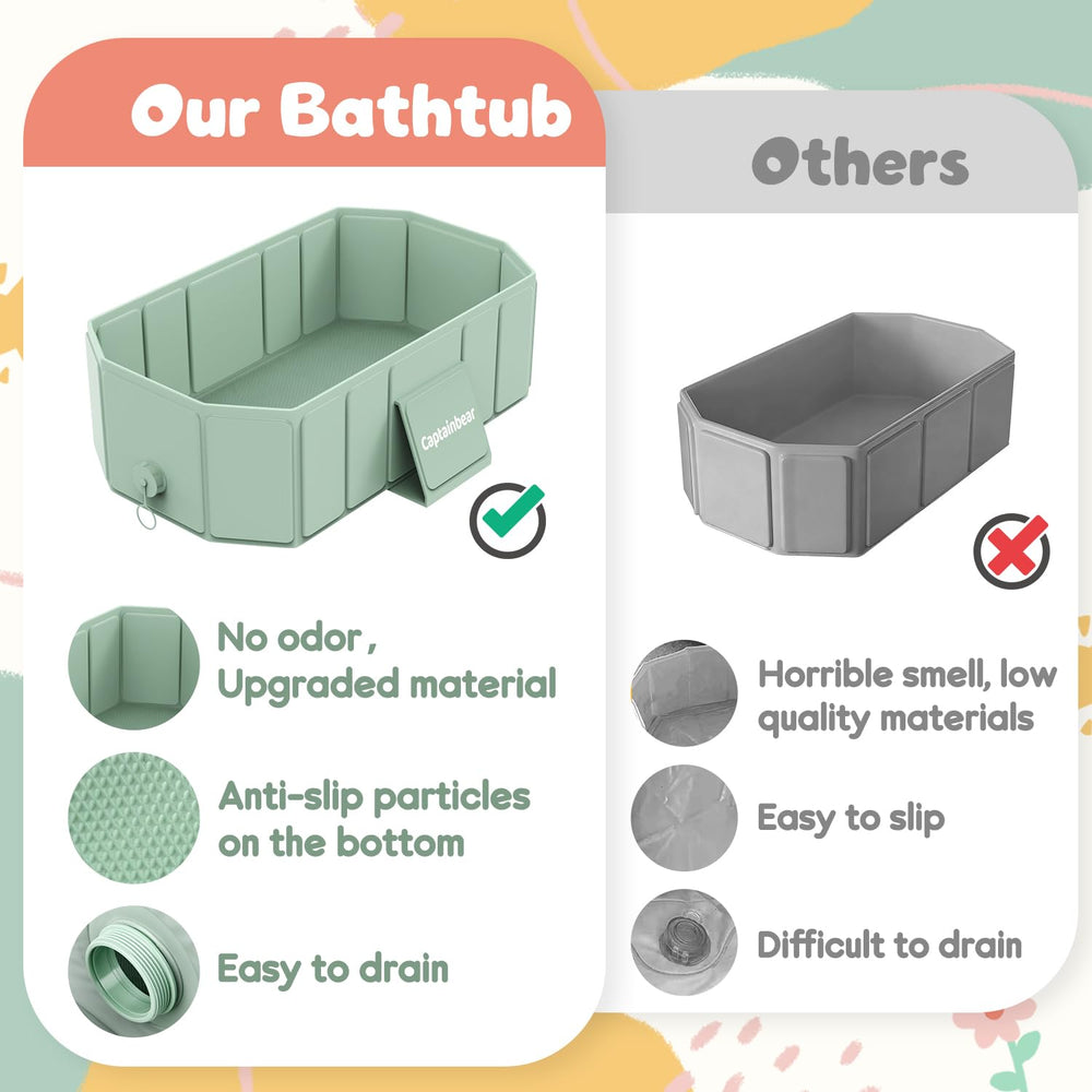 Captainbear baby bathtub eco-friendly materials ensure durable, worry-free use.