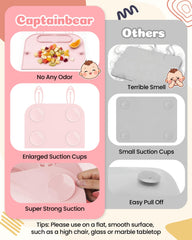 Captainbear placemats waterproof surface resists stains during toddlers' meals.