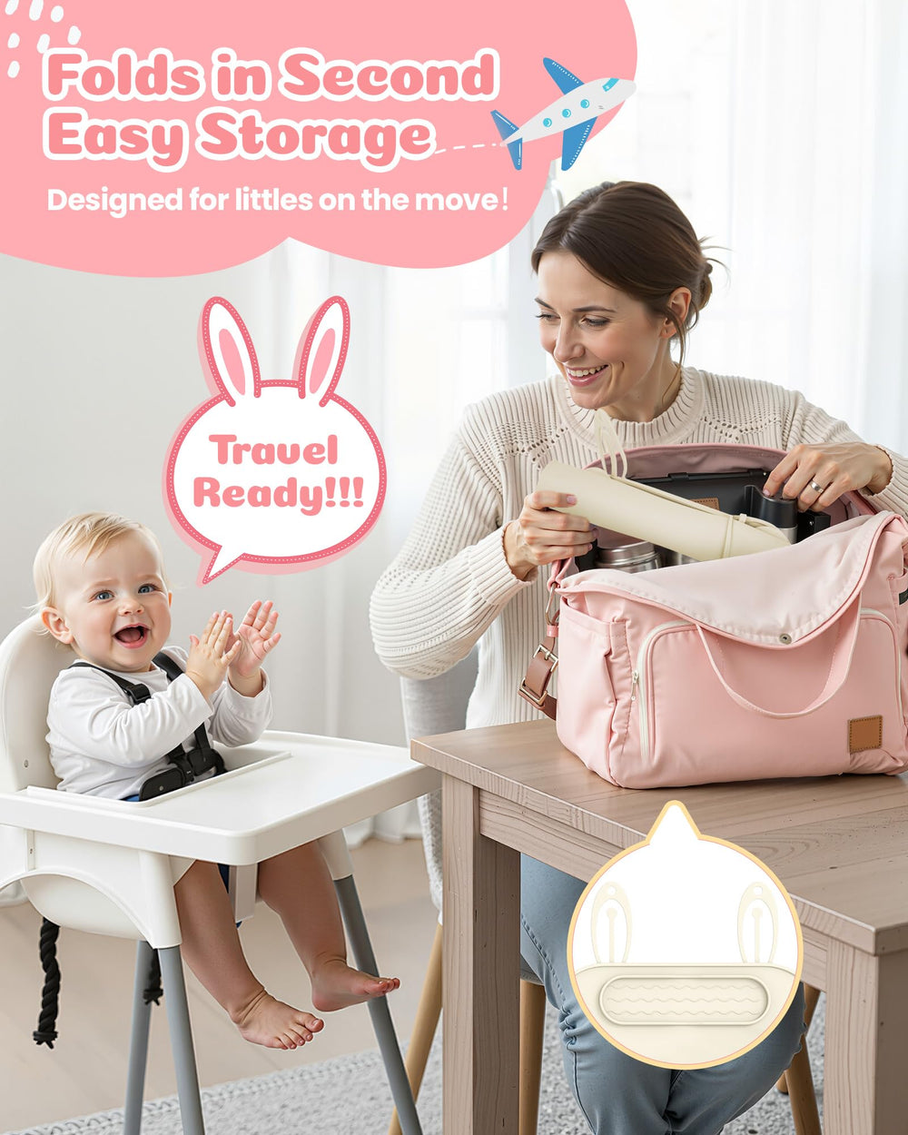 Captainbear placemats wrap around stroller handles for mess-free outings.