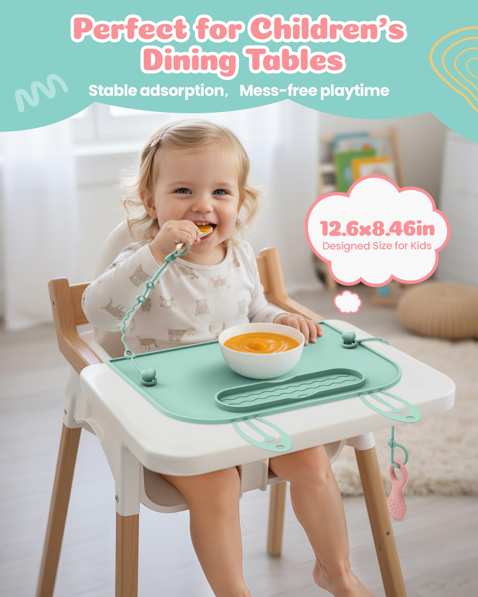 Captainbear placemats wrapped around stroller for mess-free travel