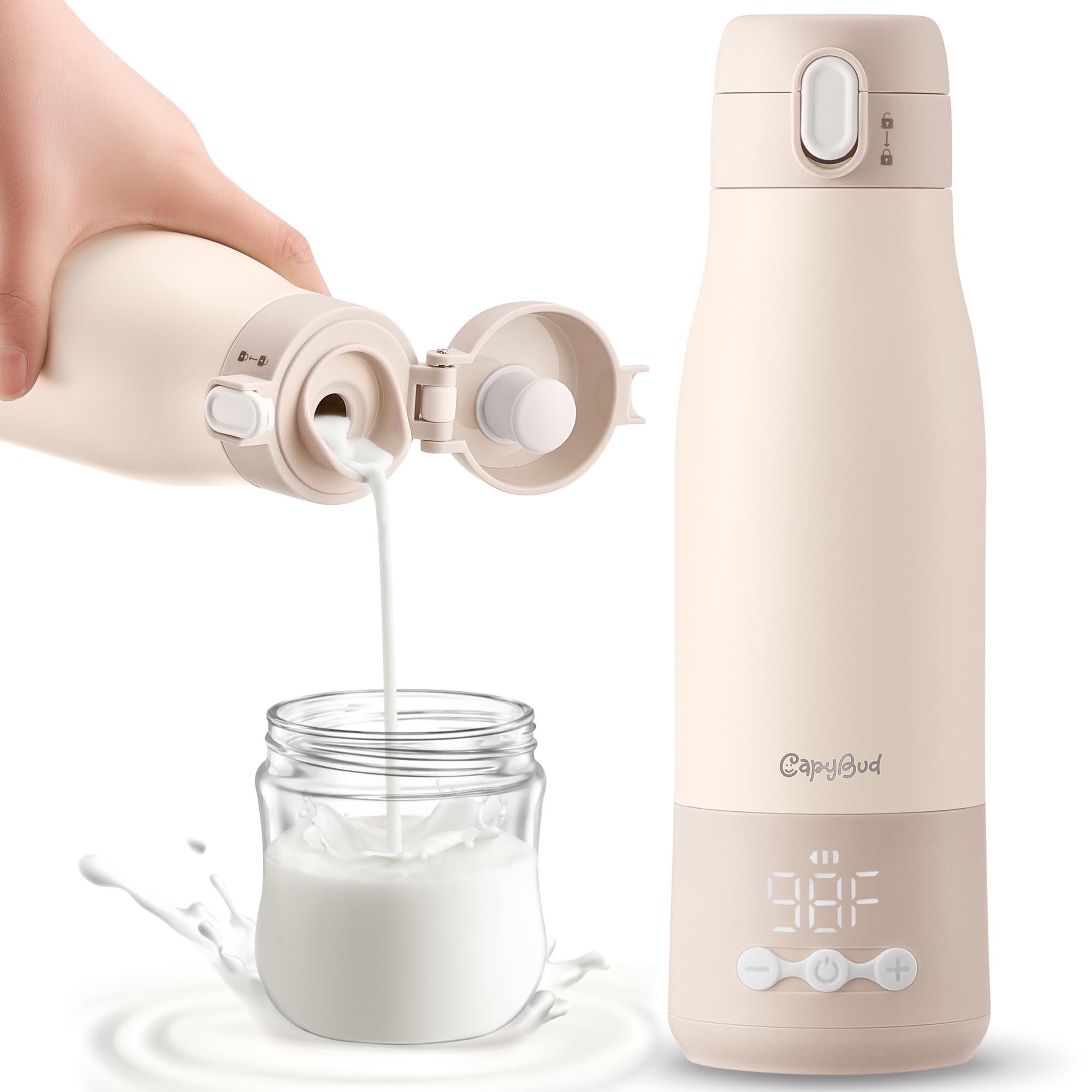 CapyBud bottle warmer travel compact fits in a diaper bag for on-the-go warmth