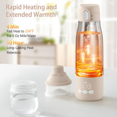 CapyBud heats 5 oz water to 104°F in 4 minutes for quick feeds