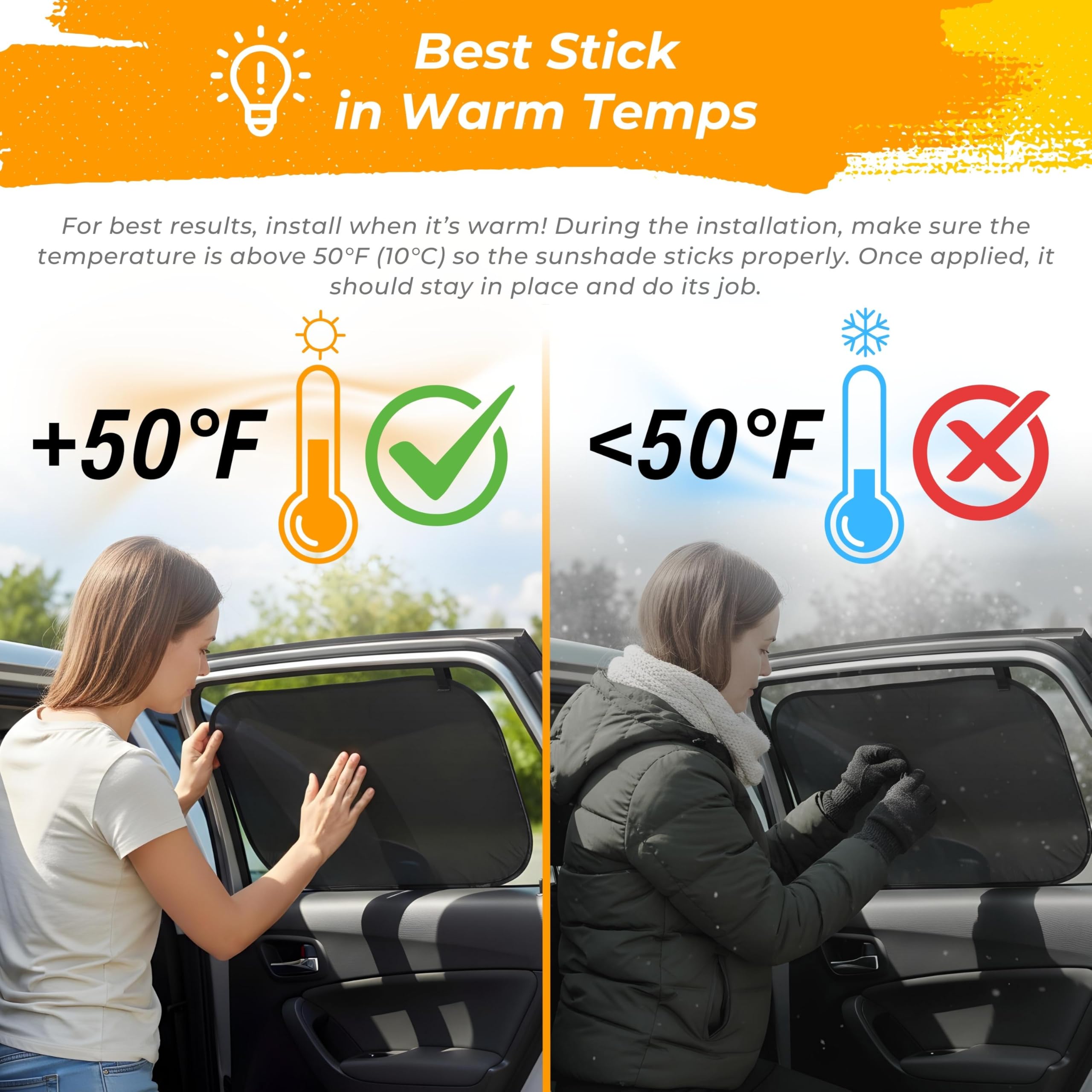 CARAMAZ baby window shade demonstrates easy-application on side windows.