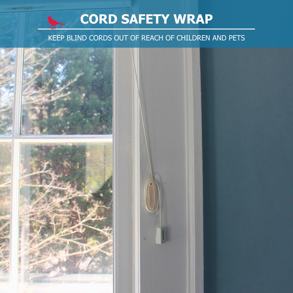 Cardinal Gates cord holder in use showing a tidy window cord setup.