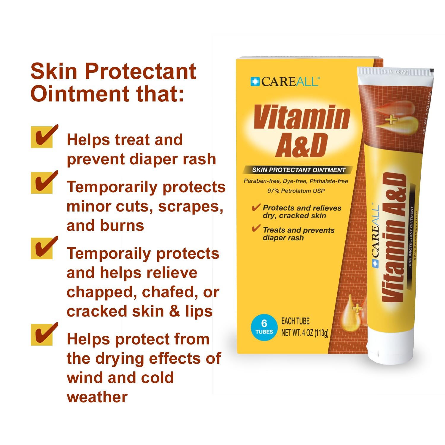 CareAll tamper-evident foil seal signals safety and freshness on each tube.