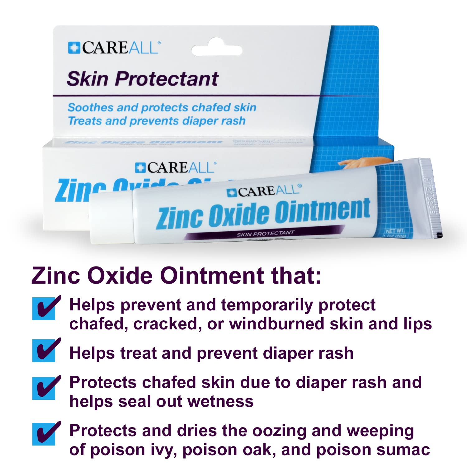 CareAll zinc oxide 20 barrier ointment packaging shows three-pack value.
