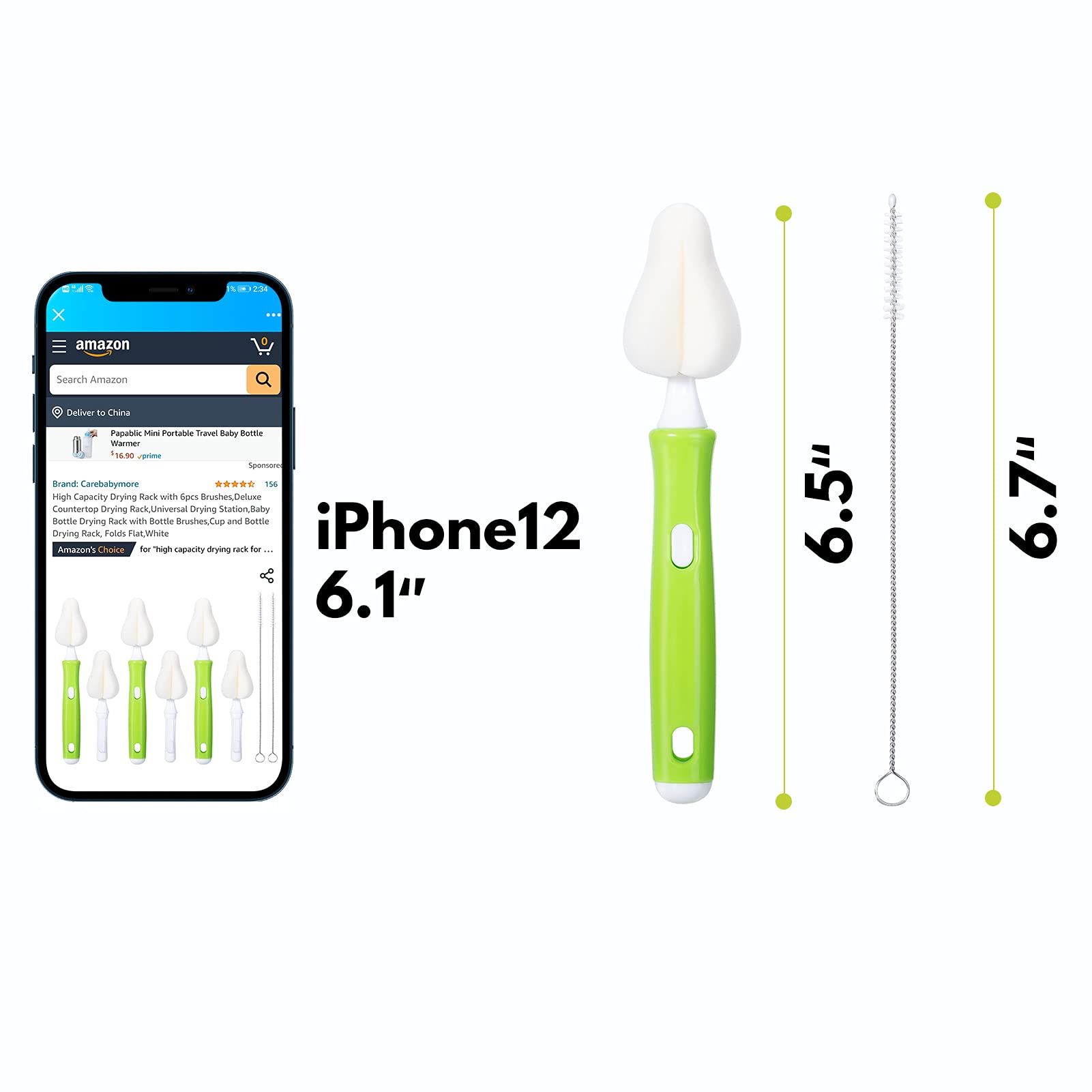 Carebabymore 360° deep clean helps reach every corner of baby bottles.