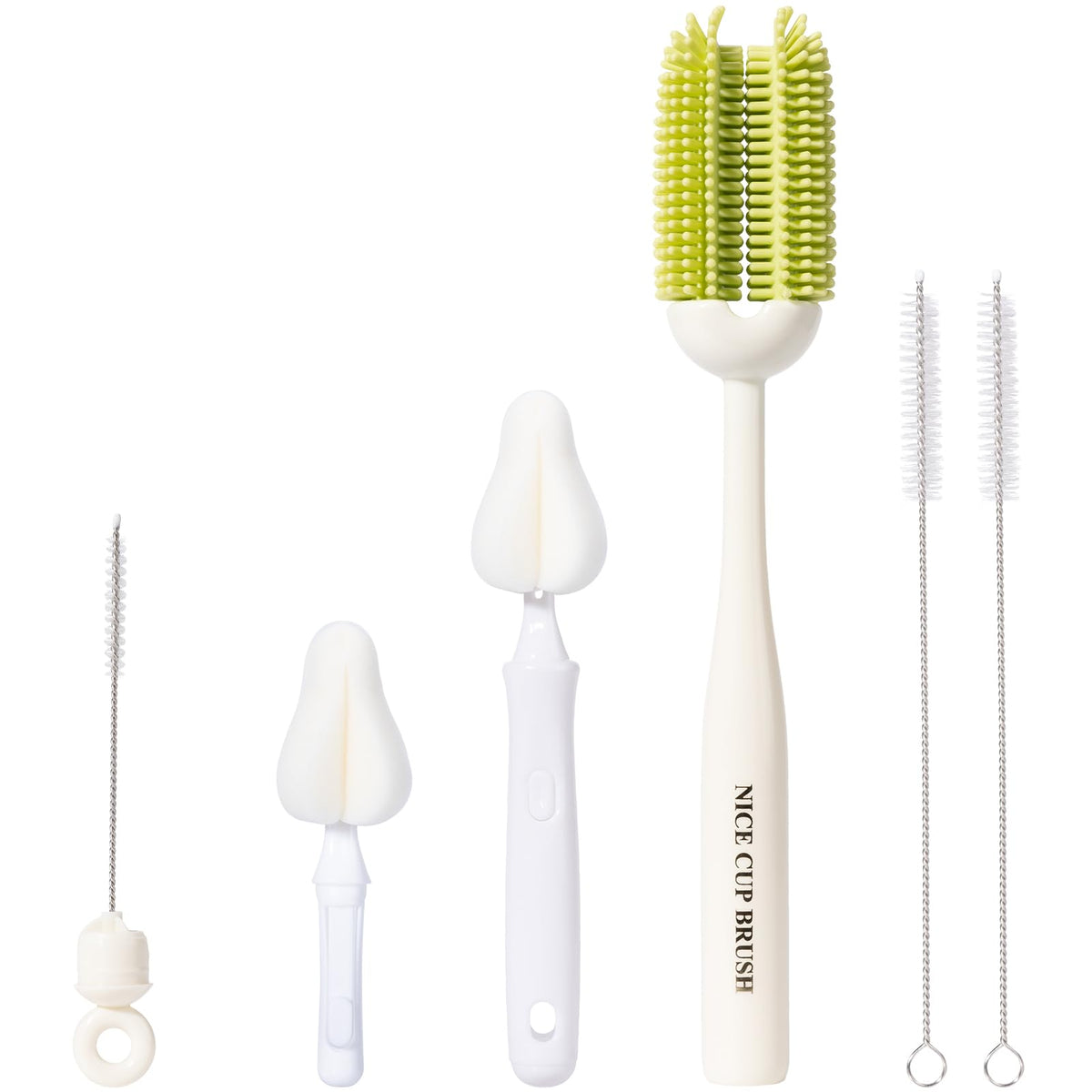 CAREBABYMORE 5-in-1 kit bottle brush set cleans bottle interiors efficiently.