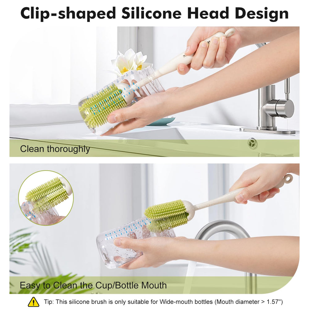 CAREBABYMORE silicone bottle brush focuses on bottle mouths with thorough contact.