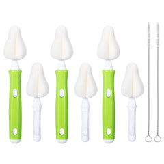 Carebabymore 8-piece bottle brush set shows multiple heads for thorough bottle and nipple cleaning.