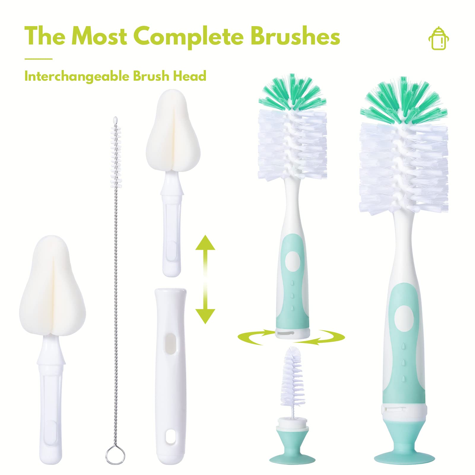 CAREBABYMORE ergonomic grips and soft sponge bristles for gentle cleaning