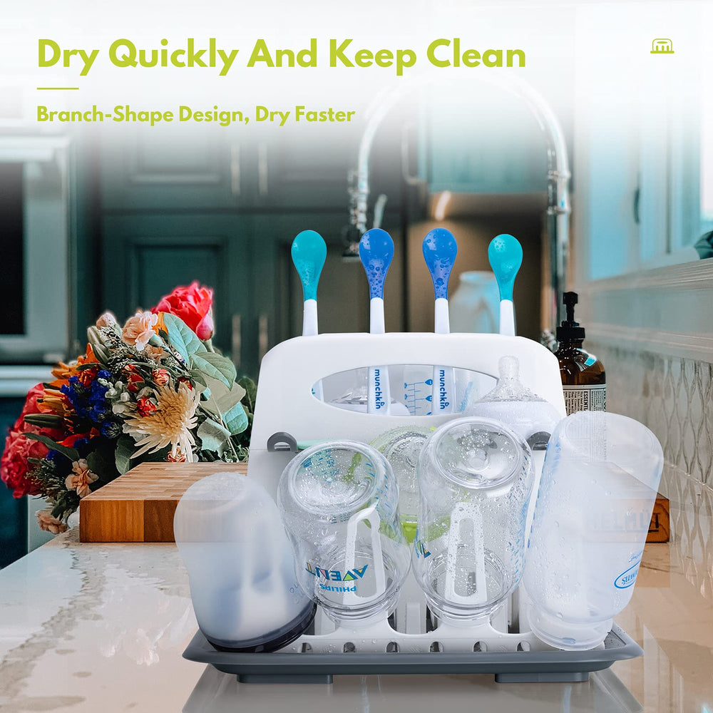 CAREBABYMORE 5pc bottle brushes included for complete drying station maintenance
