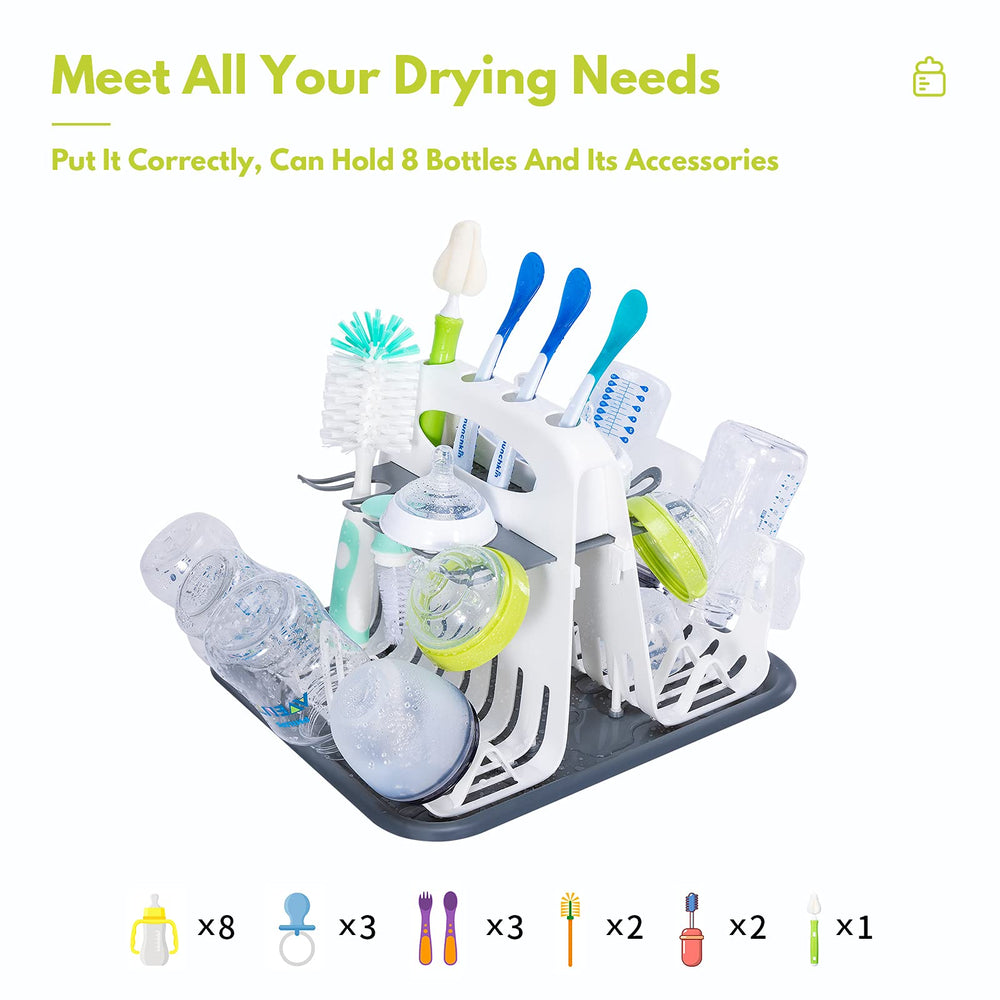 CAREBABYMORE drying rack in daily use holds bottles and pacifiers upright