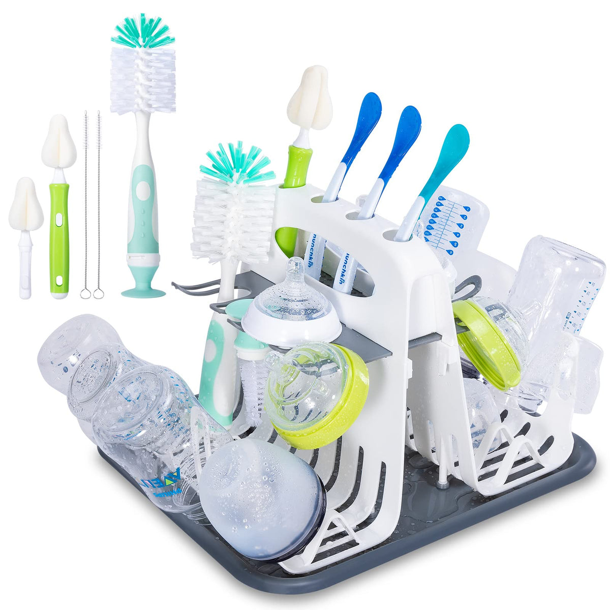 CAREBABYMORE drying rack front view shows compact design for organized bottle drying