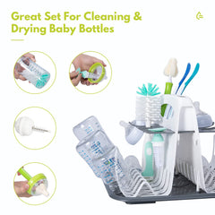 CAREBABYMORE drying rack under cabinet view demonstrates space-saving setup